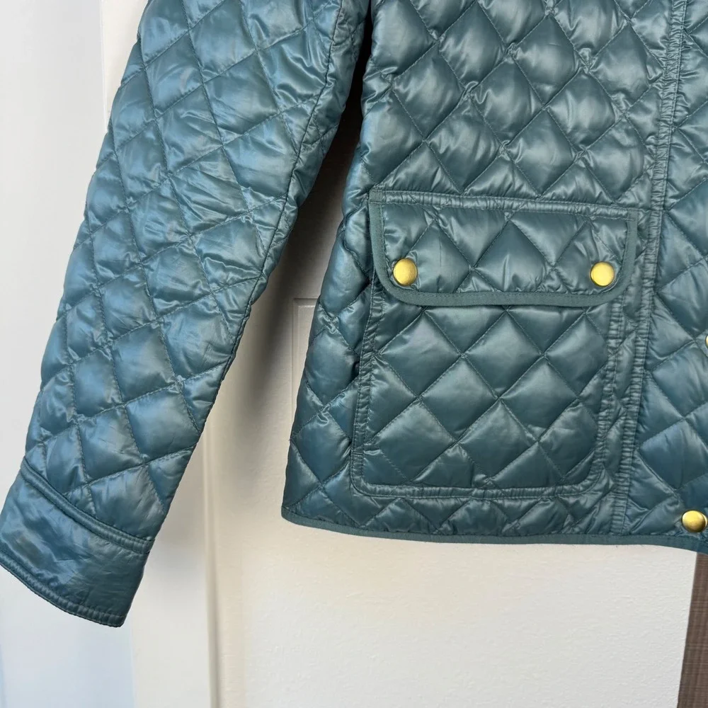 J. Crew Teal Shiny Quilted‎ Down Field Jacket